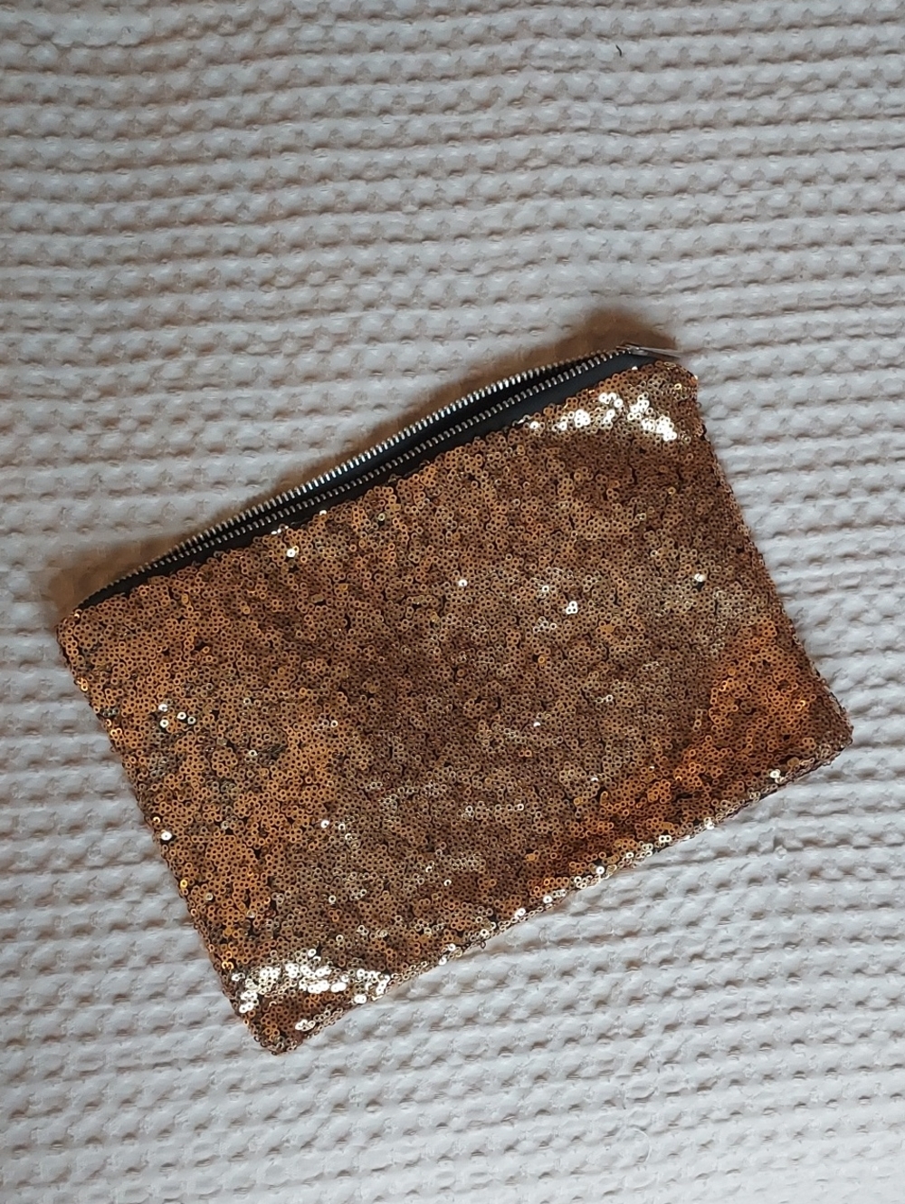 Gold Sequin Zip Pouch - Women Bags
